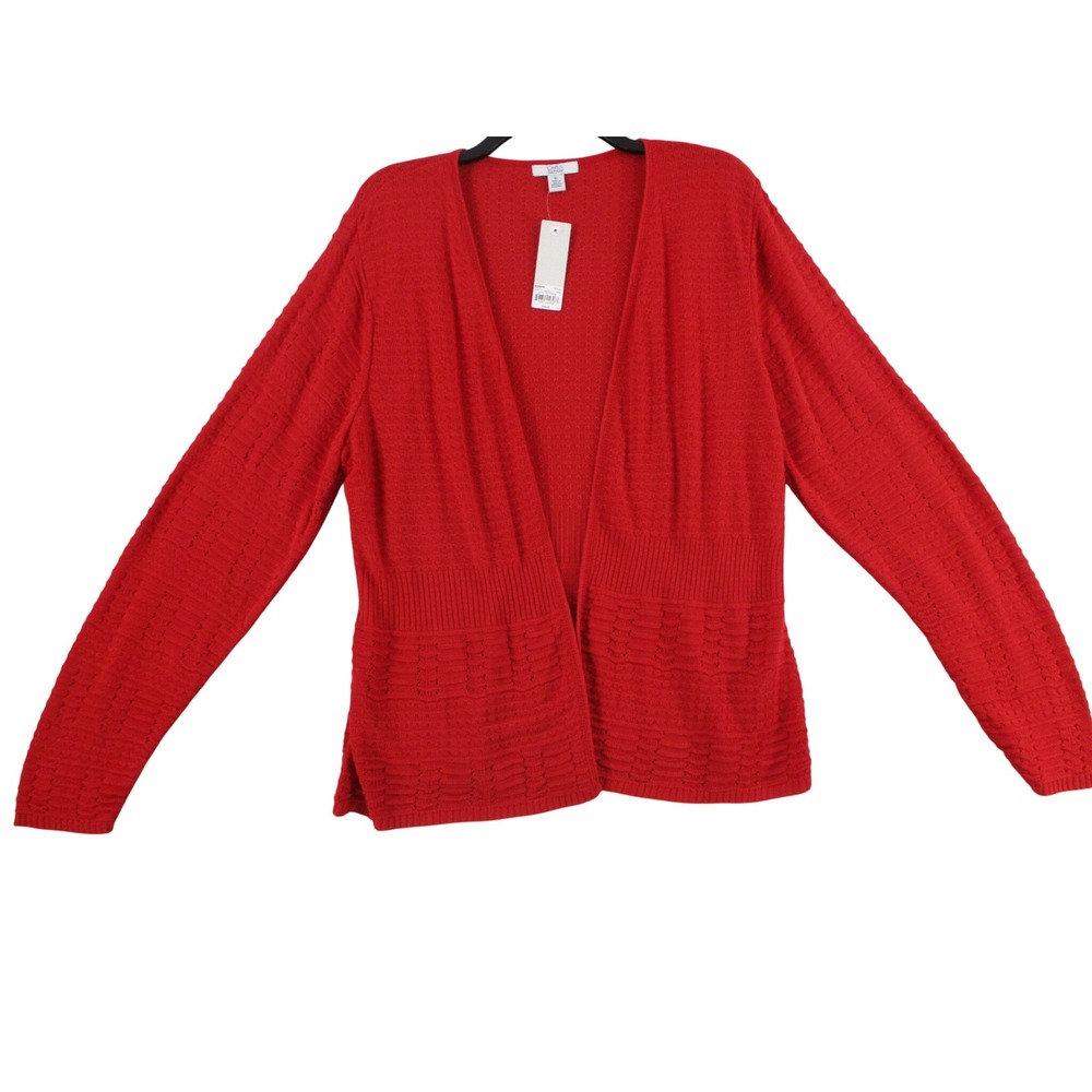 Croft & Barrow Womens Red Pointelle Open Front Cardigan Sweater XL WC01S060RS